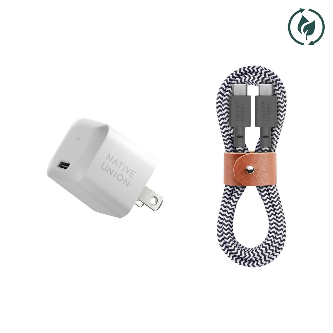 Native Union USB-C Fast GaN Charger 30W + USB-C Cable Zebra