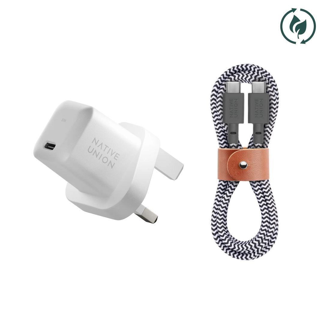 Native Union USB-C Fast GaN Charger 30W + USB-C Cable Zebra
