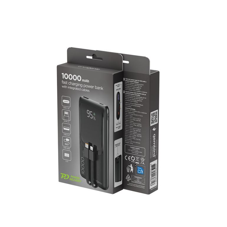 Gembird PB10-PD20-LCD-01 10000mAh PowerBank Black