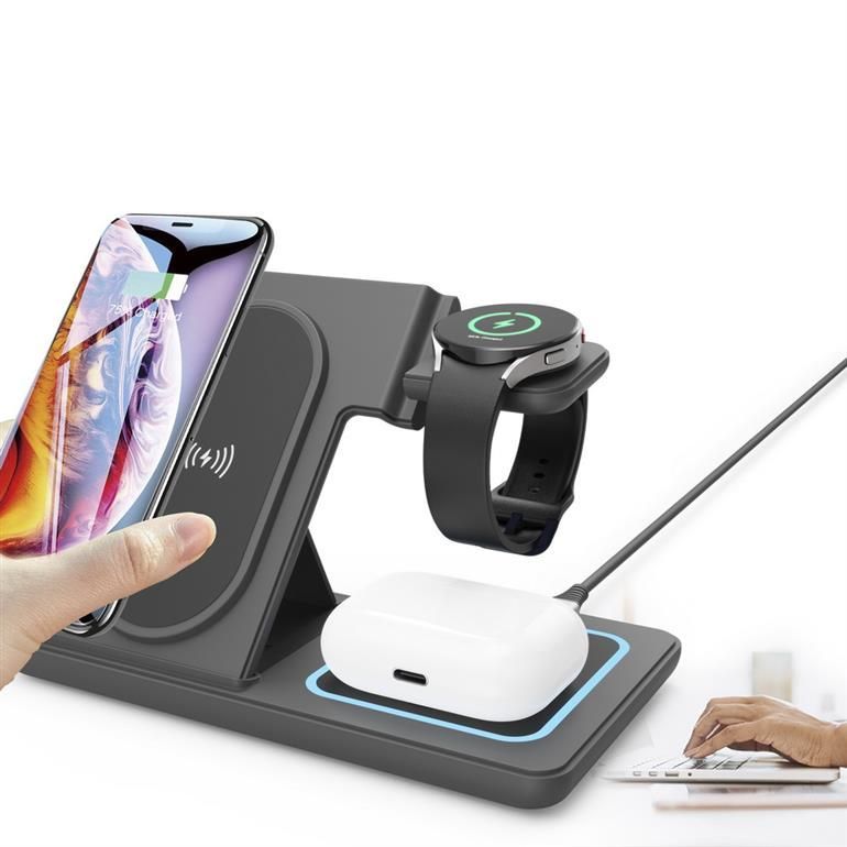Gembird 3-in-1 foldable wireless charger stand 15W for Samsung watch Black Gembird 3-in-1 foldable wireless charger stand 15W for Samsung watch Black