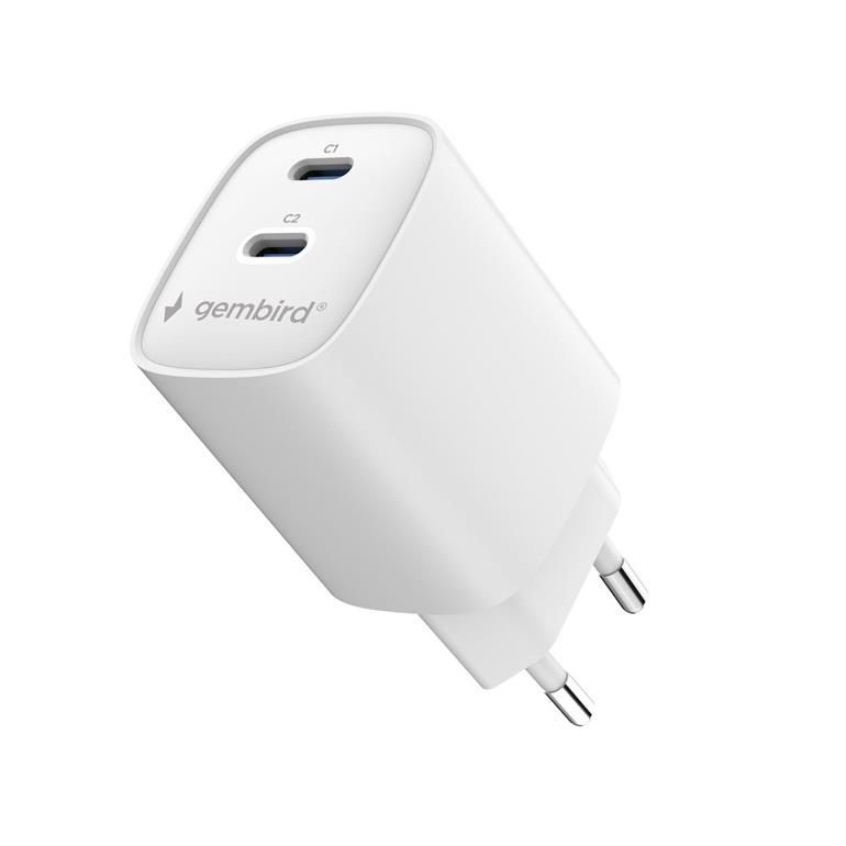 Gembird 2-port 45W USB fast charger White Gembird 2-port 45W USB fast charger White