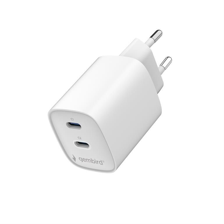 Gembird 2-port 45W USB fast charger White Gembird 2-port 45W USB fast charger White