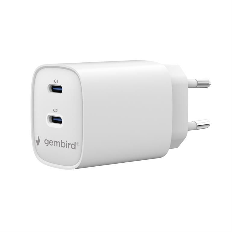 Gembird 2-port 45W USB fast charger White Gembird 2-port 45W USB fast charger White