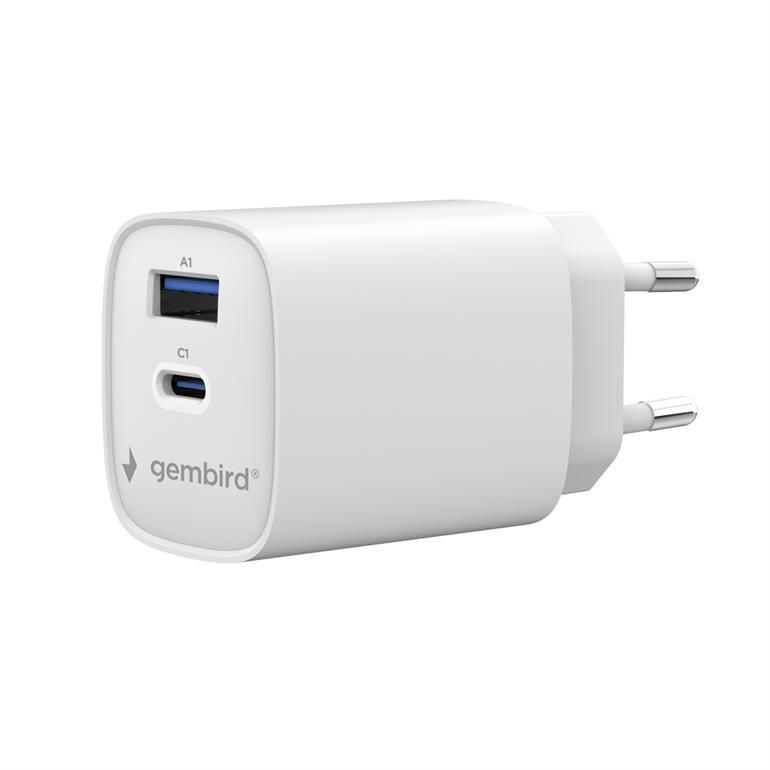 Gembird 2-Port 30W USB Fast Charger White Gembird 2-Port 30W USB Fast Charger White