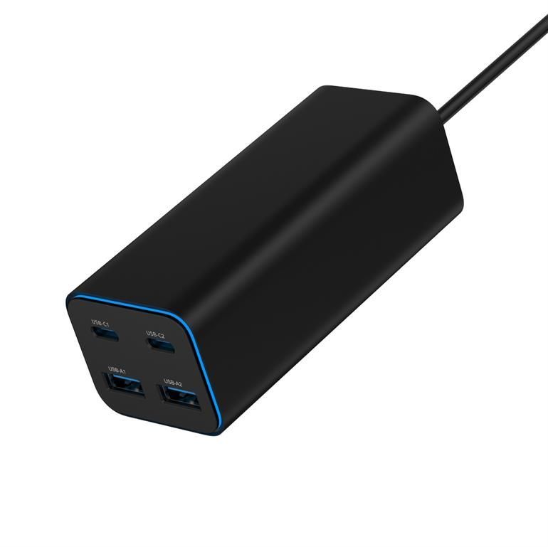 Gembird 4-port 100W GaN USB PowerDelivery fast charger Black Gembird 4-port 100W GaN USB PowerDelivery fast charger Black