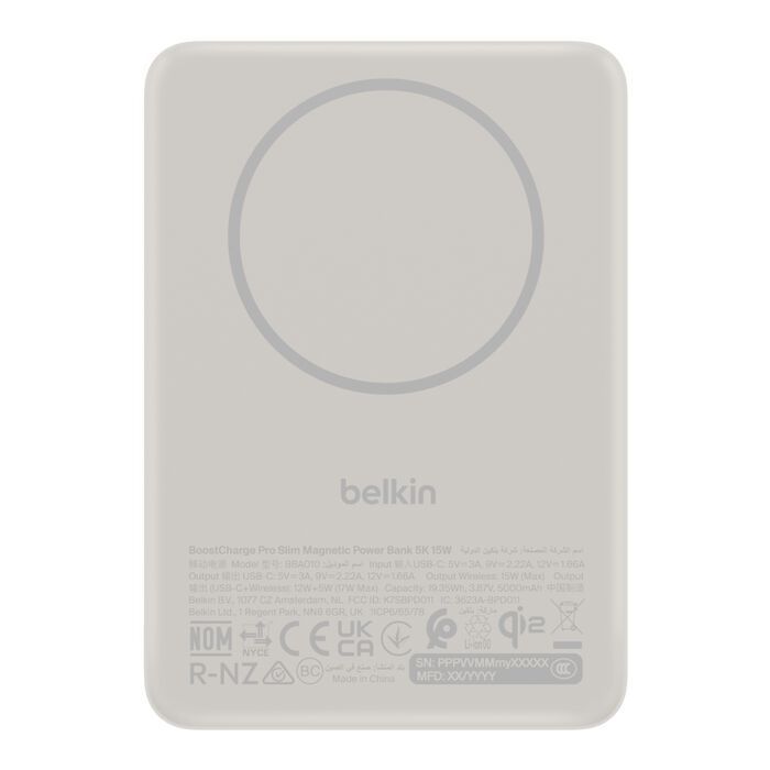 Belkin BoostCharge Slim Magnetic 5000mAh PowerBank Sand