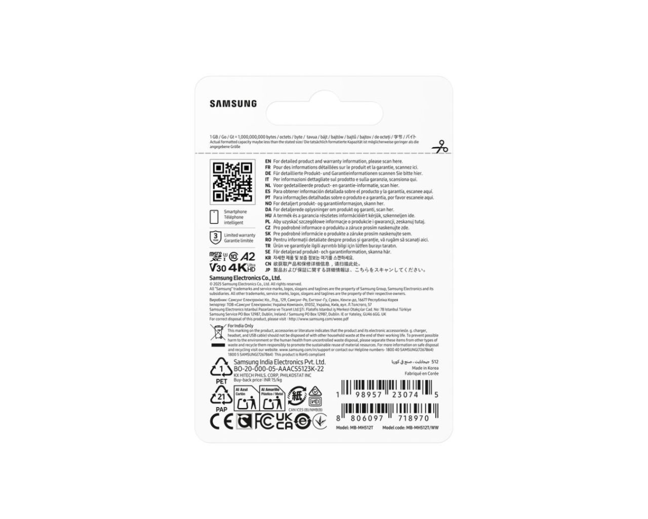 Samsung 512GB microSDXC T9 Class10 U3 V30 A2 adapter nélkül Samsung 512GB microSDXC T9 Class10 U3 V30 A2 adapter nélkül