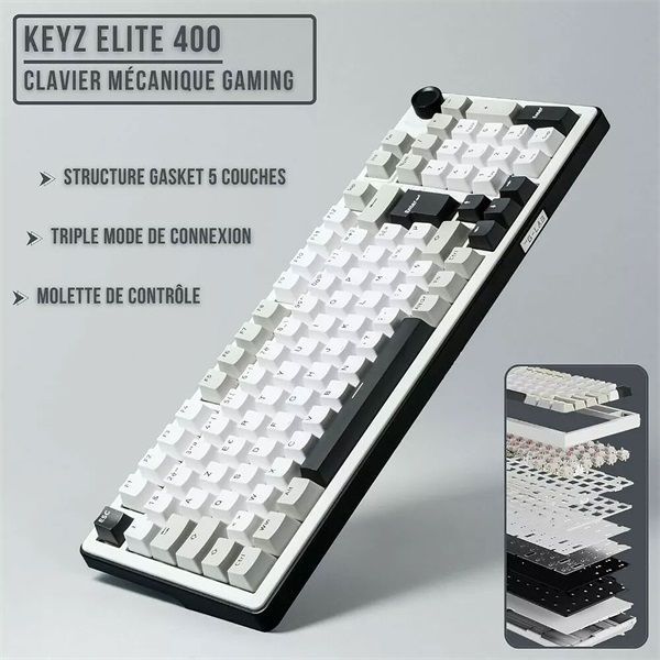 The G-Lab Keyz Elite 400 WG Keyboard White/Grey US