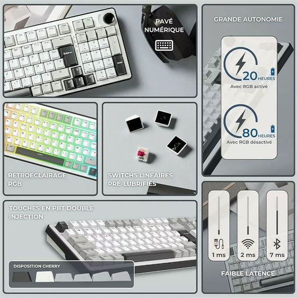 The G-Lab Keyz Elite 400 WG Keyboard White/Grey US