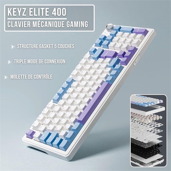 The G-Lab Keyz Elite 400 WB Keyboard White/Blue US