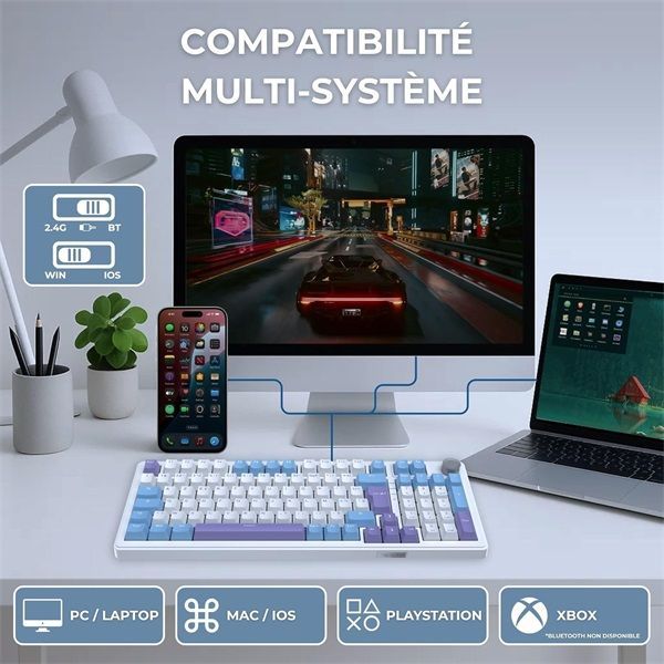 The G-Lab Keyz Elite 400 WB Keyboard White/Blue US