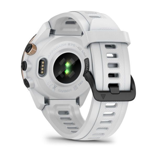 Garmin Approach S70 42mm Black/Peach Ceramic Bezel with White Silicone Band Garmin Approach S70 42mm Black/Peach Ceramic Bezel with White Silicone Band