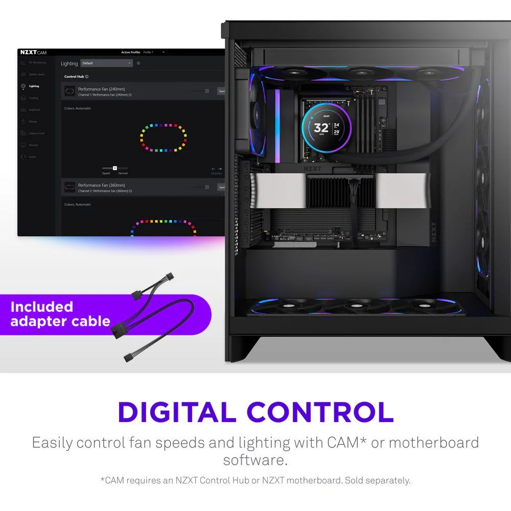 NZXT F360X 360mm Performance RGB Single-Frame Fan Black NZXT F360X 360mm Performance RGB Single-Frame Fan Black