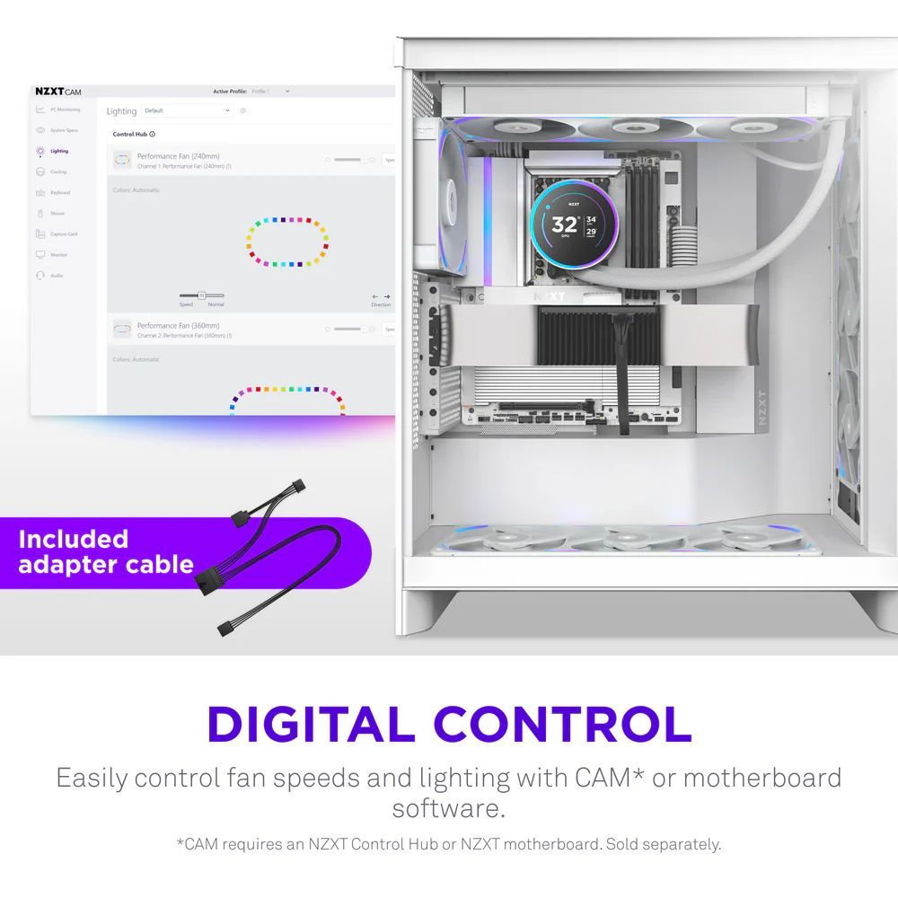 NZXT F360X 360mm Performance RGB Single-Frame Fan White NZXT F360X 360mm Performance RGB Single-Frame Fan White