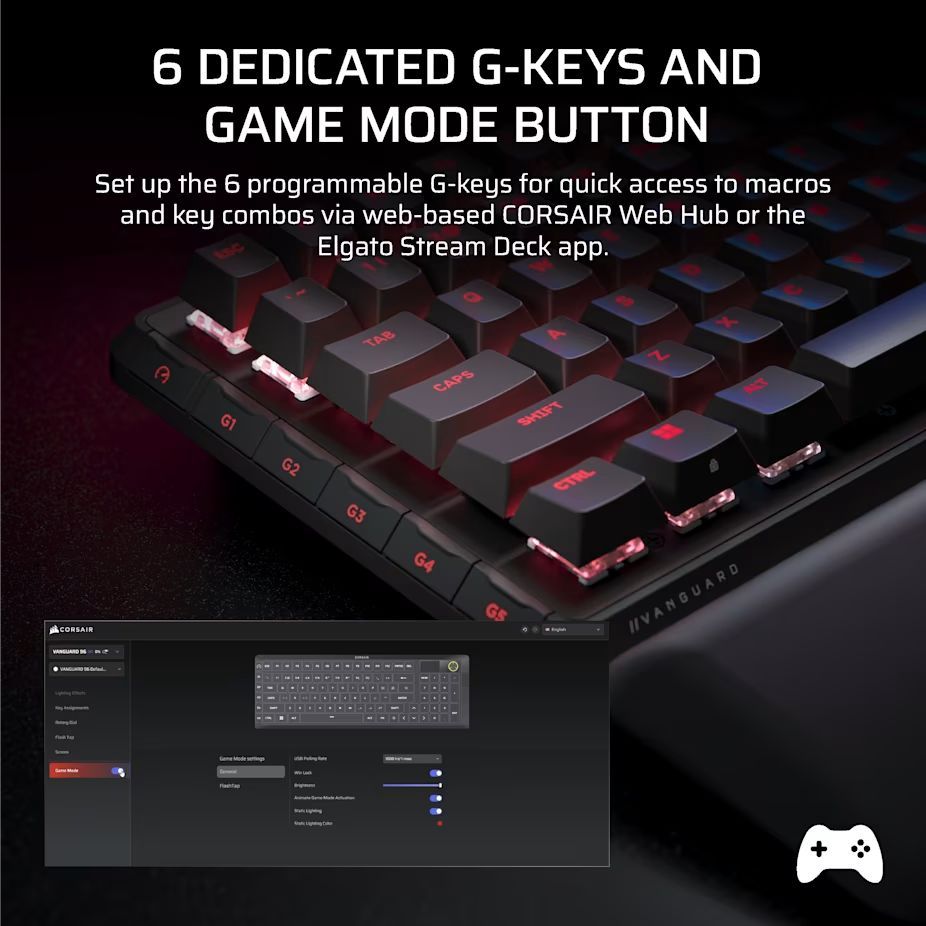 Corsair Vanguard 96 Wireless Mechanical Gaming Keyboard Black US Corsair Vanguard 96 Wireless Mechanical Gaming Keyboard Black US
