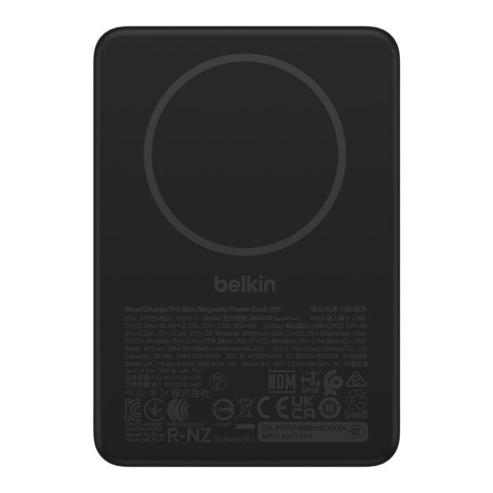 Belkin BoostCharge Slim Magnetic 10000mAh PowerBank with Qi2 Black Belkin BoostCharge Slim Magnetic 10000mAh PowerBank with Qi2 Black