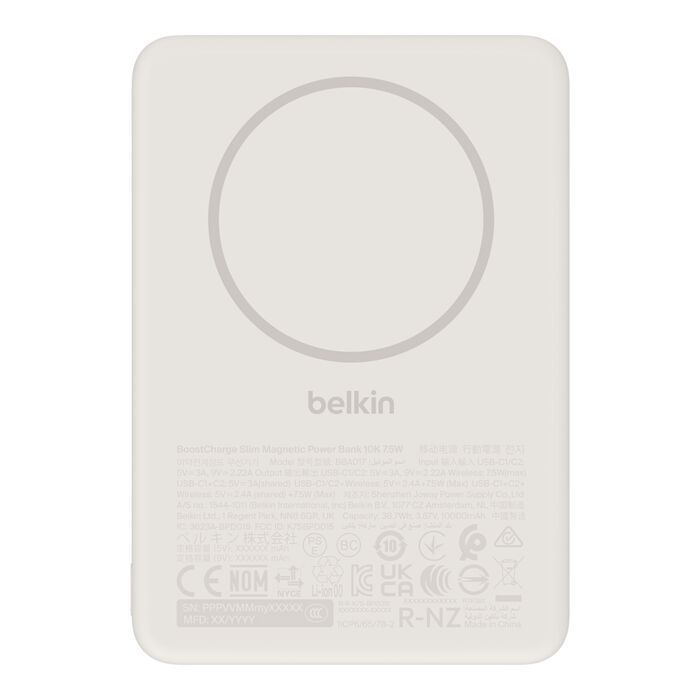 Belkin BoostCharge Slim Magnetic 10000mAh PowerBank Sand Belkin BoostCharge Slim Magnetic 10000mAh PowerBank Sand