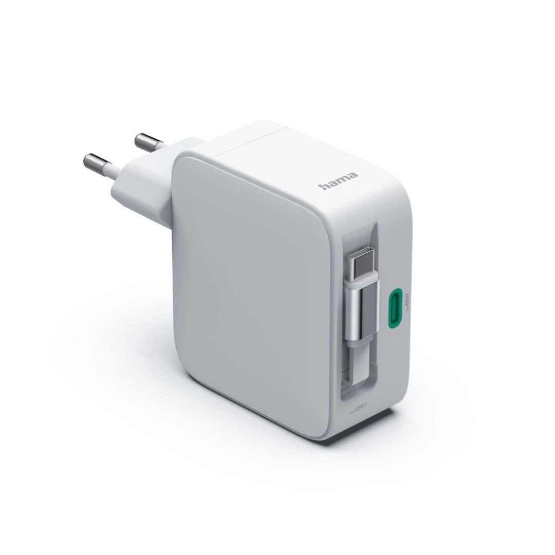 Hama Fast Charger GaN Extendable Charging Cable PD 65W White Hama Fast Charger GaN Extendable Charging Cable PD 65W White