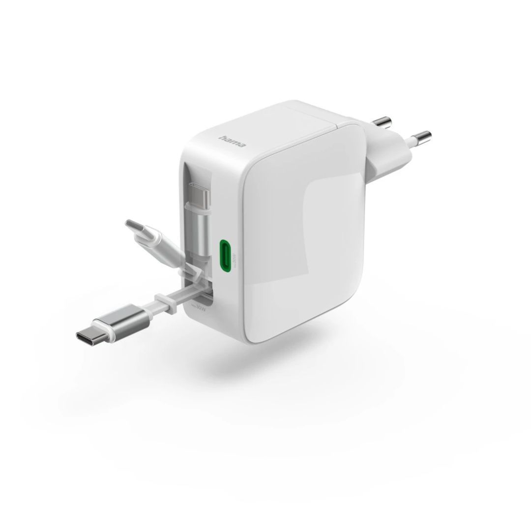 Hama Fast Charger GaN Extendable Charging Cable PD 65W White Hama Fast Charger GaN Extendable Charging Cable PD 65W White