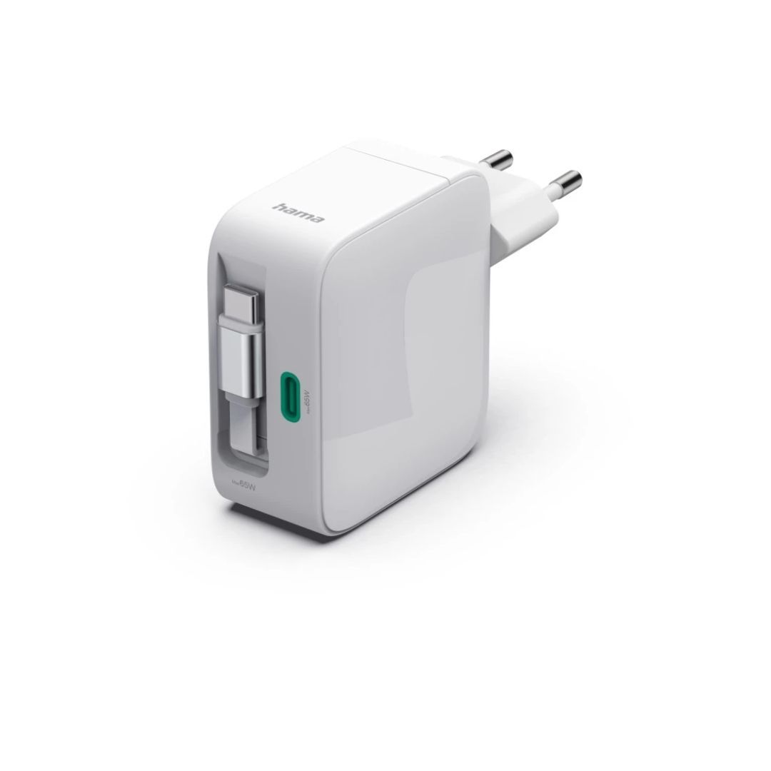 Hama Fast Charger GaN Extendable Charging Cable PD 65W White Hama Fast Charger GaN Extendable Charging Cable PD 65W White