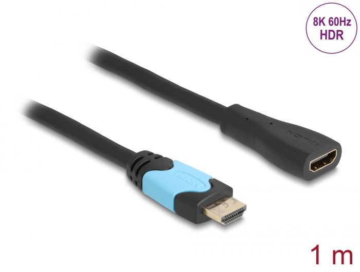 DeLock High Speed HDMI extension cable 48 Gbps 8K 60 Hz 1m Black DeLock High Speed HDMI extension cable 48 Gbps 8K 60 Hz 1m Black