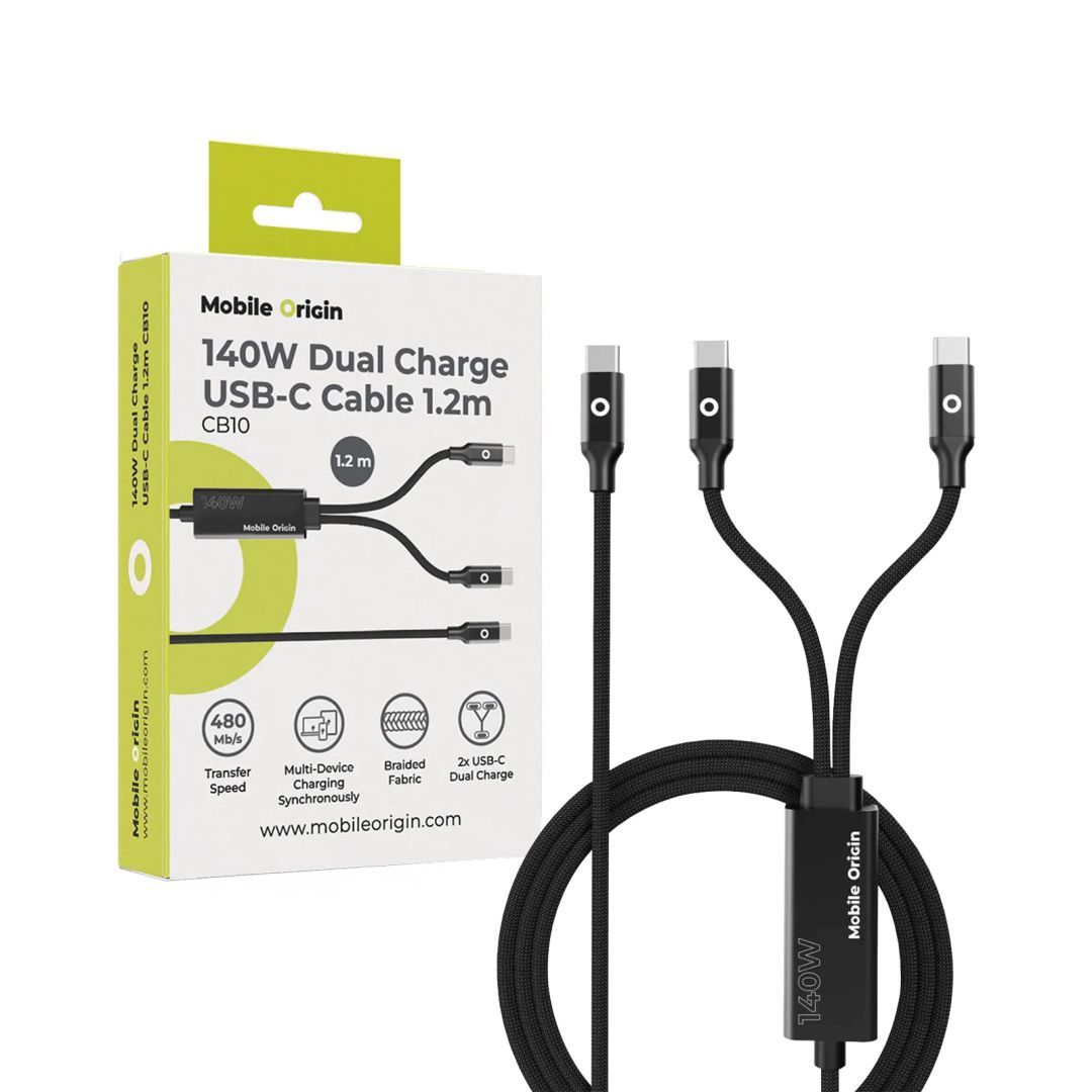Mobile Origin 140W Dual Charge USB-C Cable 1,2m Black Mobile Origin 140W Dual Charge USB-C Cable 1,2m Black
