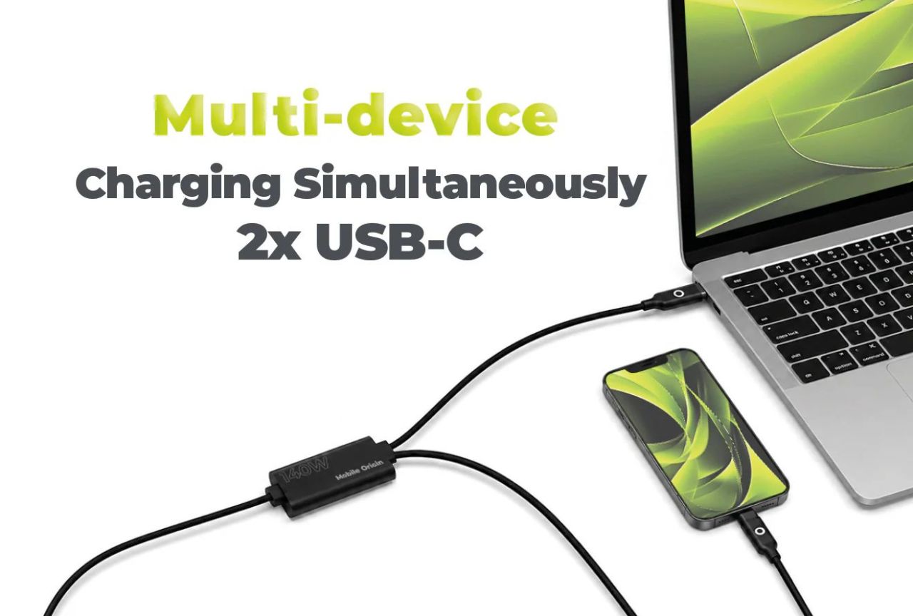 Mobile Origin 140W Dual Charge USB-C Cable 1,2m Black Mobile Origin 140W Dual Charge USB-C Cable 1,2m Black