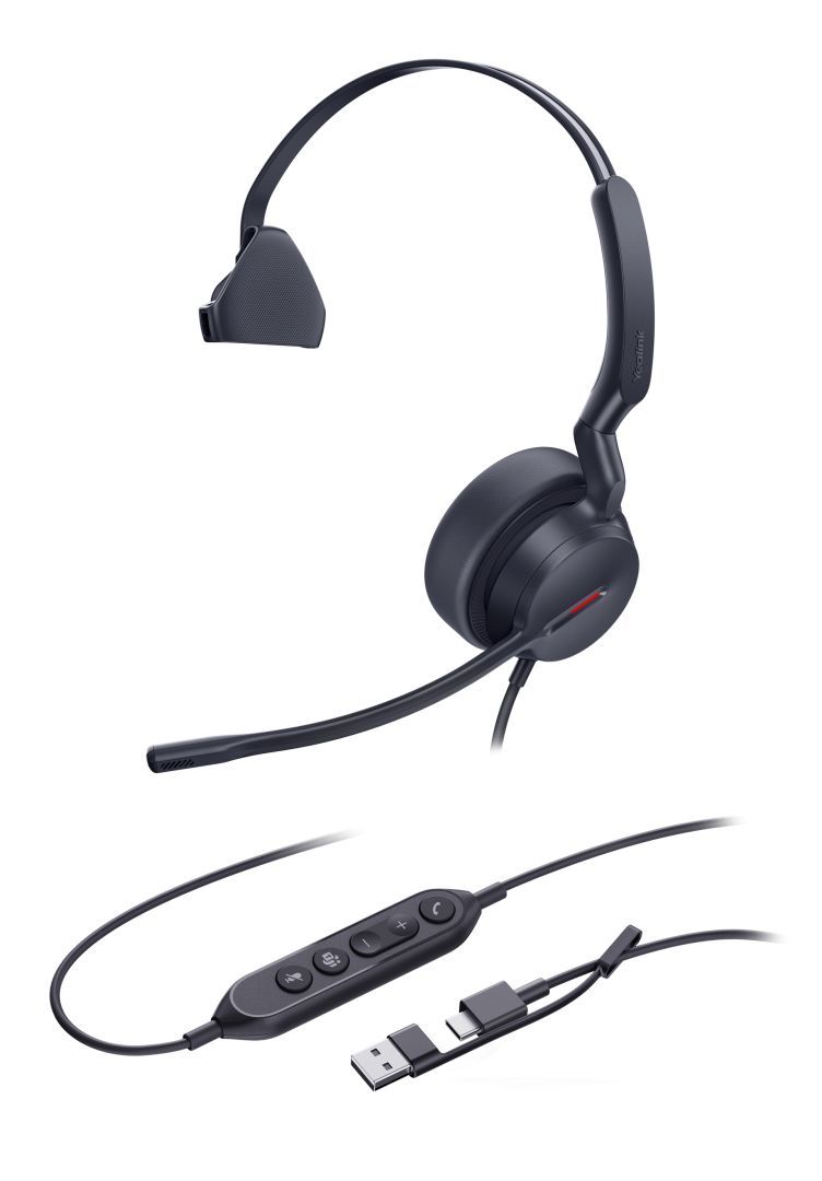 Yealink UH44 Mono USB-C/A Headset Black Yealink UH44 Mono USB-C/A Headset Black