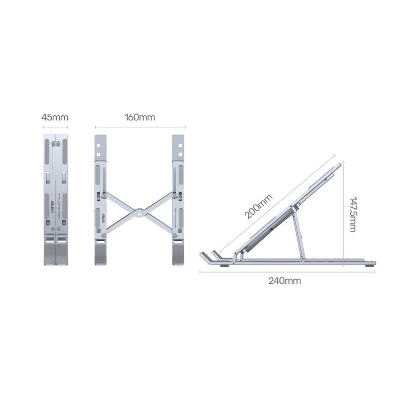 Unitek Mechanical Foldable Laptop Stand Silver Unitek Mechanical Foldable Laptop Stand Silver