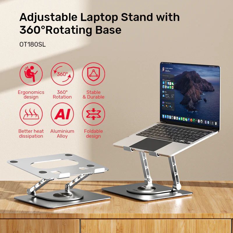 Unitek Adjustable Laptop Stand with 360° Rotating Base Space Grey Unitek Adjustable Laptop Stand with 360° Rotating Base Space Grey