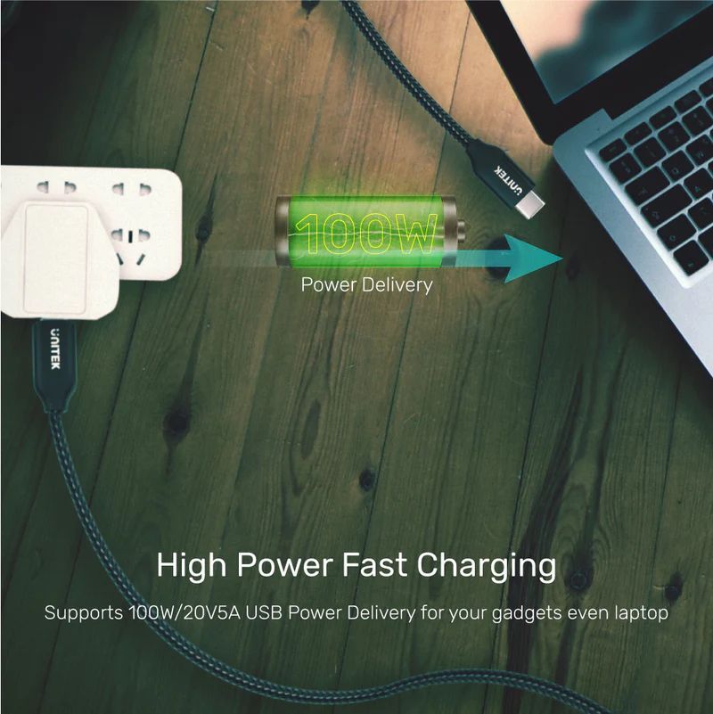 Unitek USB-C 100W PD Fast Charging Cable with Data 2m Black Unitek USB-C 100W PD Fast Charging Cable with Data 2m Black