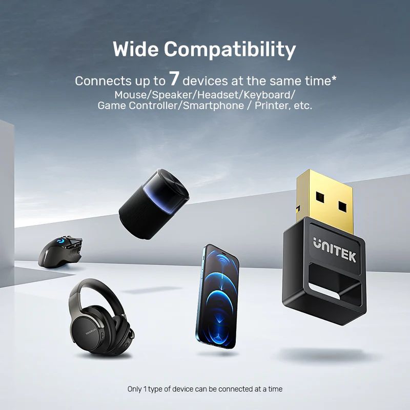 Unitek USB Bluetooth 5.3 Adapter Black Unitek USB Bluetooth 5.3 Adapter Black