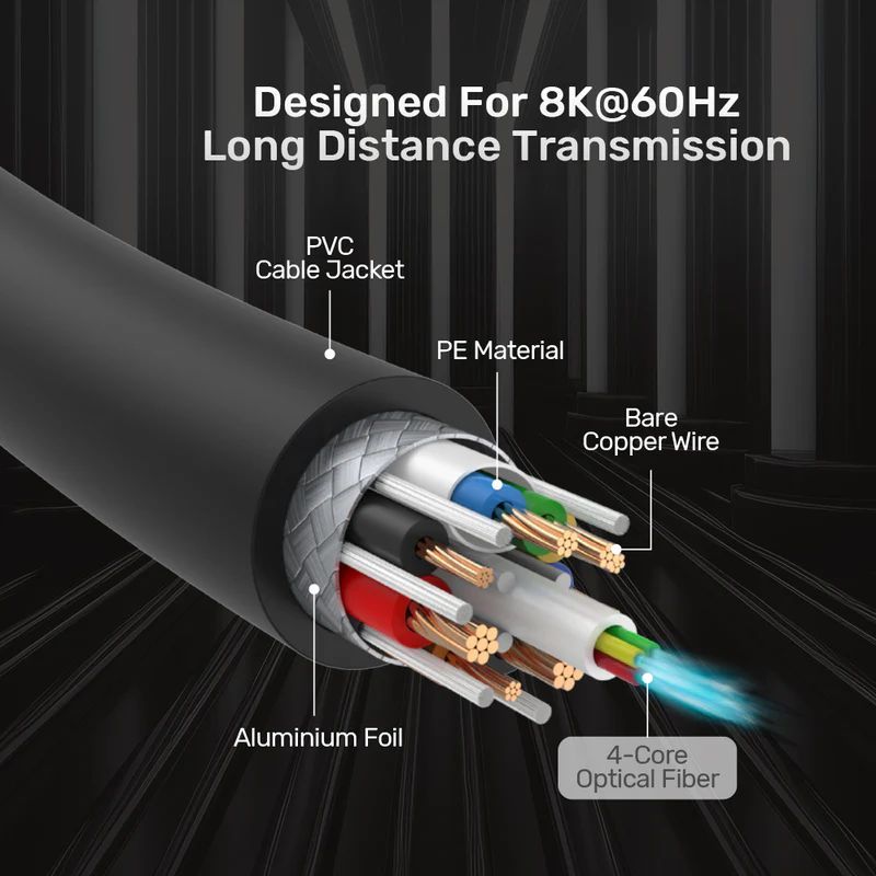 Unitek Fiber Optic 8K HDMI Cable 10m Black Unitek Fiber Optic 8K HDMI Cable 10m Black