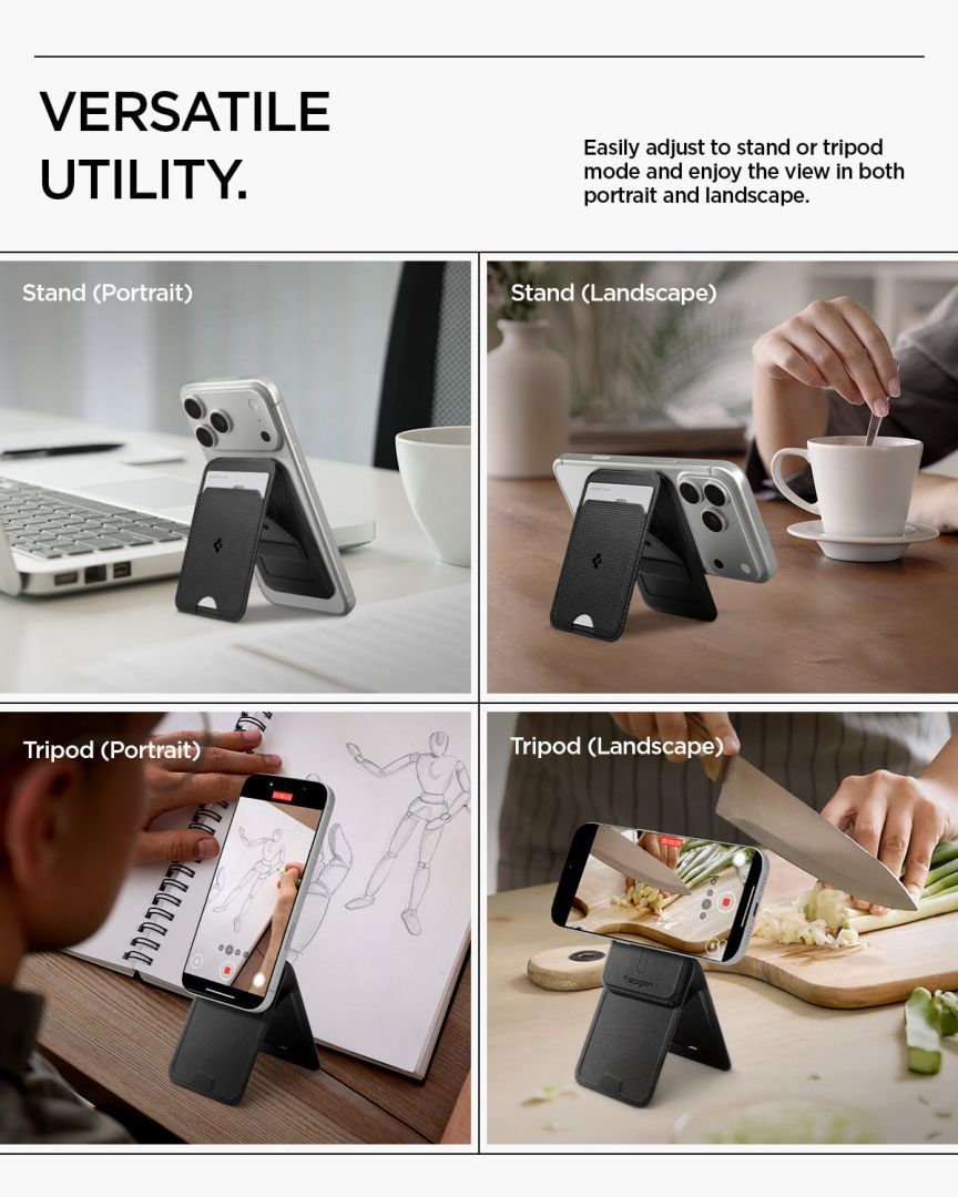 Spigen Slim Fold Tripod MagSafe Wallet 1 Card Black Spigen Slim Fold Tripod MagSafe Wallet 1 Card Black