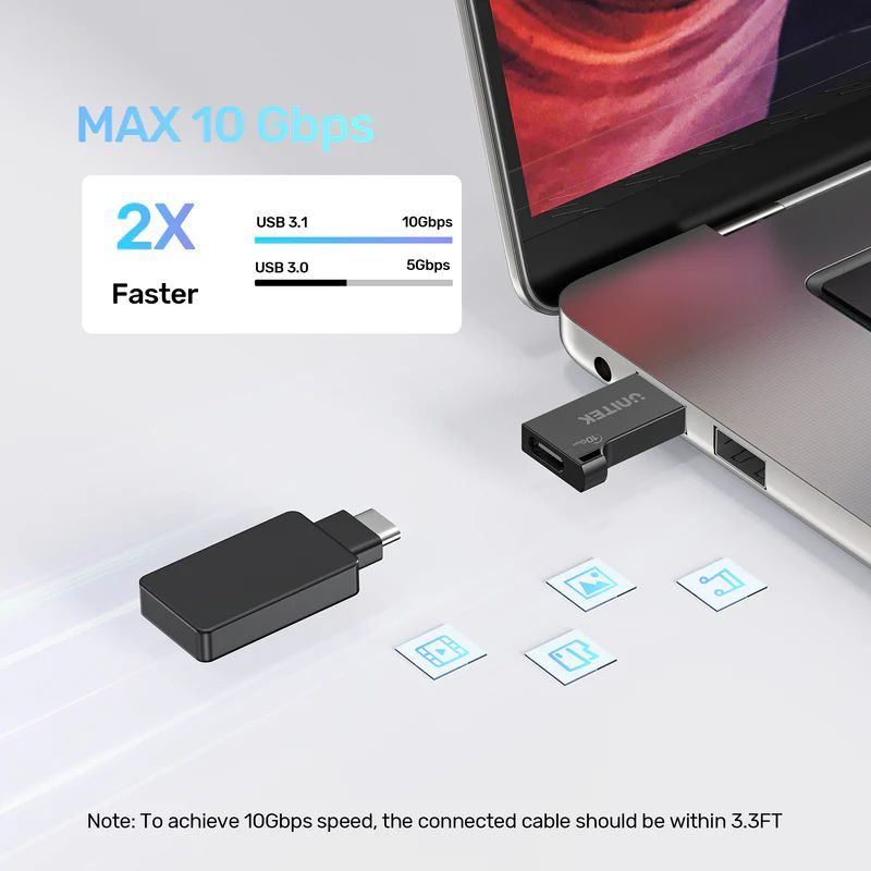 Unitek 10Gbps USB-A to USB-C Adapter Black Unitek 10Gbps USB-A to USB-C Adapter Black