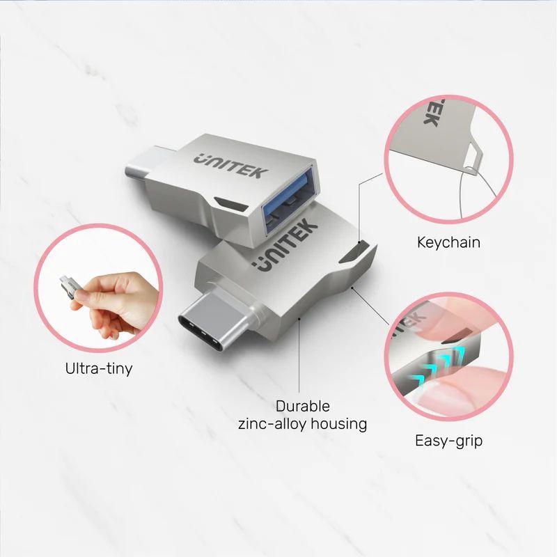 Unitek USB-C to USB-A OTG Adapter Silver Unitek USB-C to USB-A OTG Adapter Silver