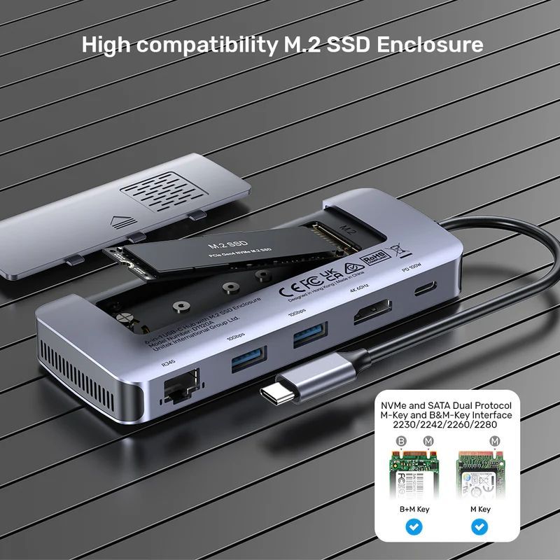 Unitek 6-in-1 USB-C Hub with M.2 SSD Enclosure Space Grey Unitek 6-in-1 USB-C Hub with M.2 SSD Enclosure Space Grey