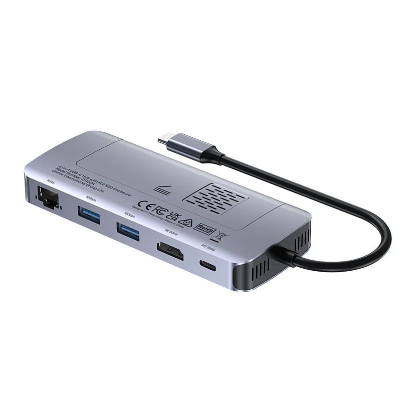 Unitek 6-in-1 USB-C Hub with M.2 SSD Enclosure Space Grey Unitek 6-in-1 USB-C Hub with M.2 SSD Enclosure Space Grey