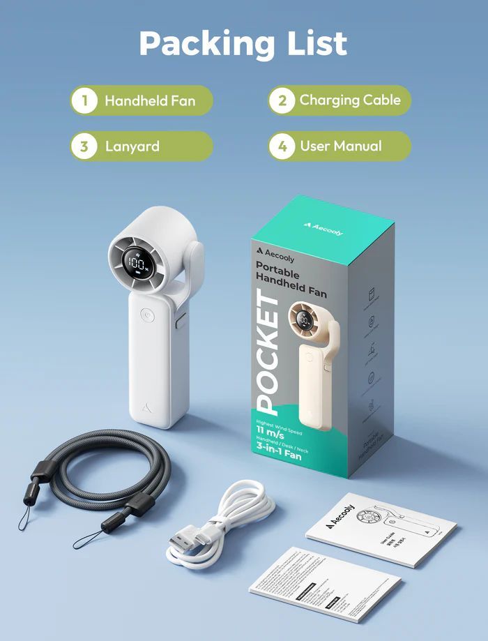 Aecooly Air Gimbal Portable Handheld Fan White Aecooly Air Gimbal Portable Handheld Fan White