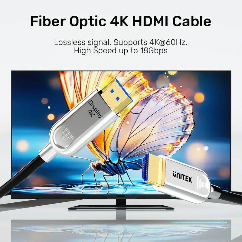 Unitek Fiber Optic 4K HDMI Cable 20m Space Grey Unitek Fiber Optic 4K HDMI Cable 20m Space Grey