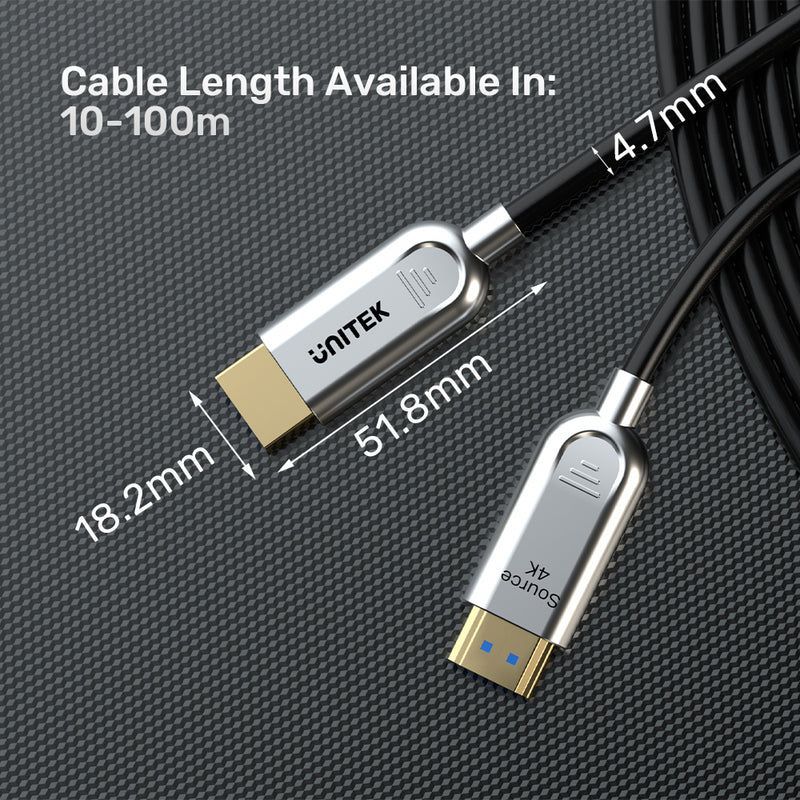 Unitek Fiber Optic 4K HDMI Cable 20m Space Grey Unitek Fiber Optic 4K HDMI Cable 20m Space Grey