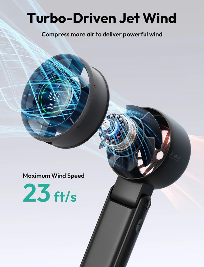 Aecooly Halo 02 Portable Handheld Fan Black