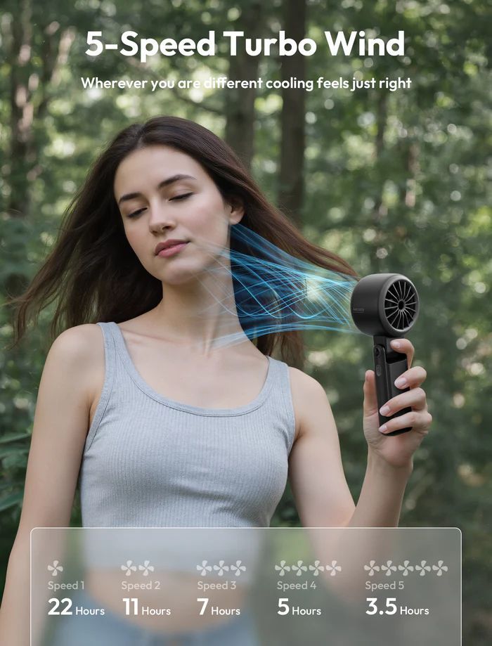 Aecooly Halo 02 Portable Handheld Fan Black