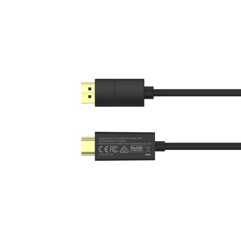 Unitek DisplayPort 1.2 to HDMI 4K Cable 1,8m Black Unitek DisplayPort 1.2 to HDMI 4K Cable 1,8m Black