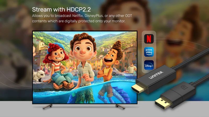 Unitek DisplayPort 1.2 to HDMI 4K Cable 1,8m Black Unitek DisplayPort 1.2 to HDMI 4K Cable 1,8m Black