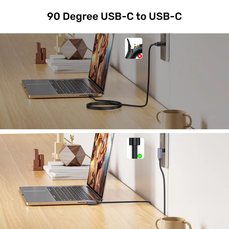 Unitek PD 100W USB-C Cable Dual 90 Degree 0,5m Black