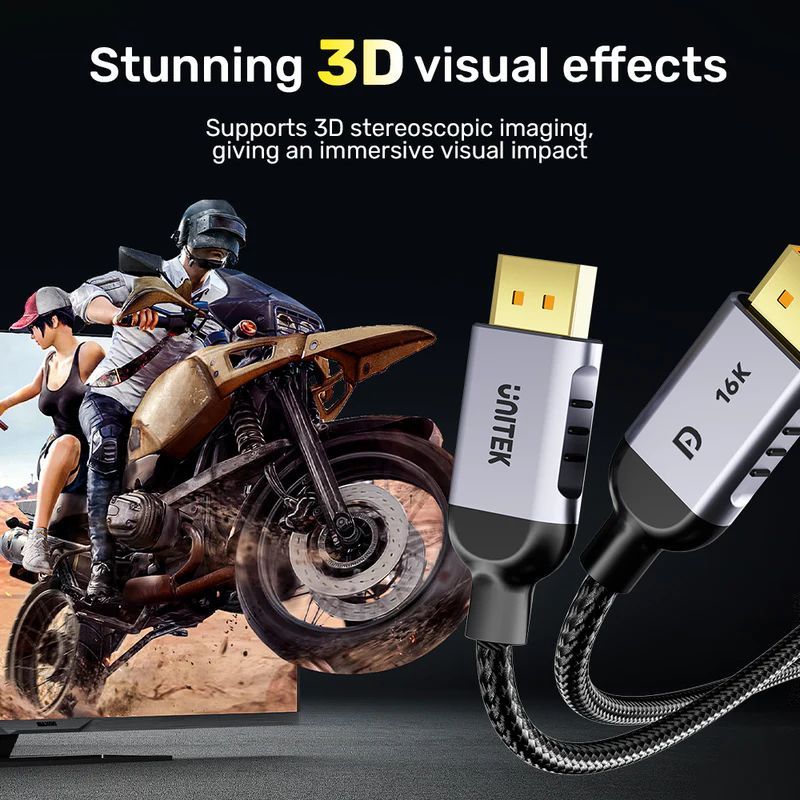 Unitek DisplayPort 2.1 Gaming 8K 120Hz Cable 1m Black Unitek DisplayPort 2.1 Gaming 8K 120Hz Cable 1m Black