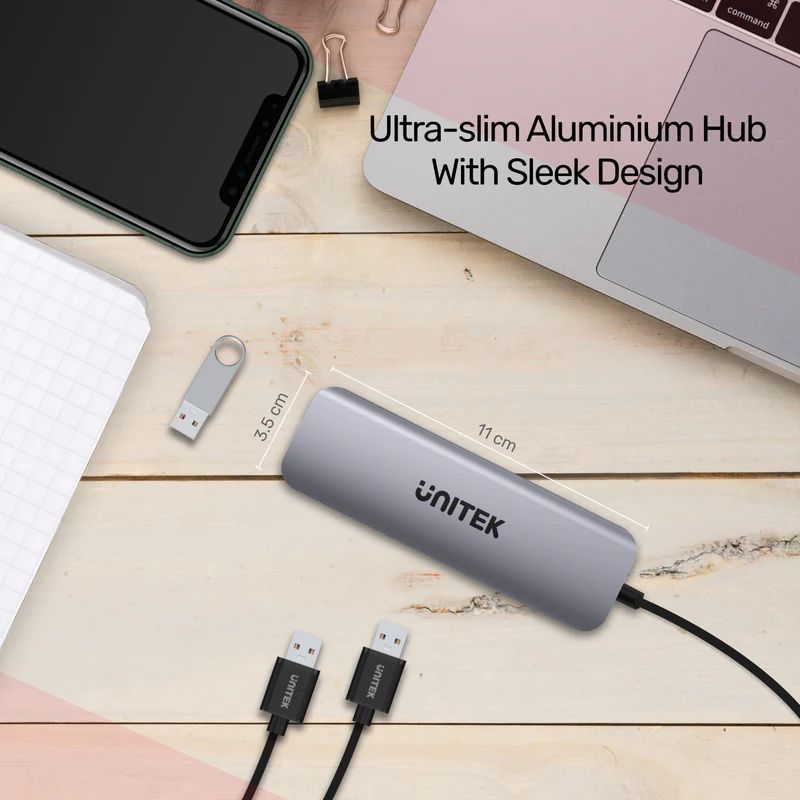 Unitek uHUB P5+ 4 Ports Powered USB-C Hub Space Grey Unitek uHUB P5+ 4 Ports Powered USB-C Hub Space Grey