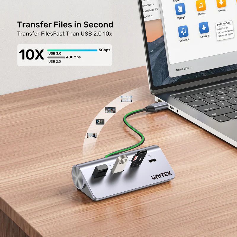 Unitek uHUB Q4 4-in-1 USB-C Hub Space Grey Unitek uHUB Q4 4-in-1 USB-C Hub Space Grey