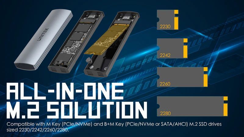 Unitek uDrive M.2 Enclosure NVMe/SATA 10Gbps Space Grey Unitek uDrive M.2 Enclosure NVMe/SATA 10Gbps Space Grey